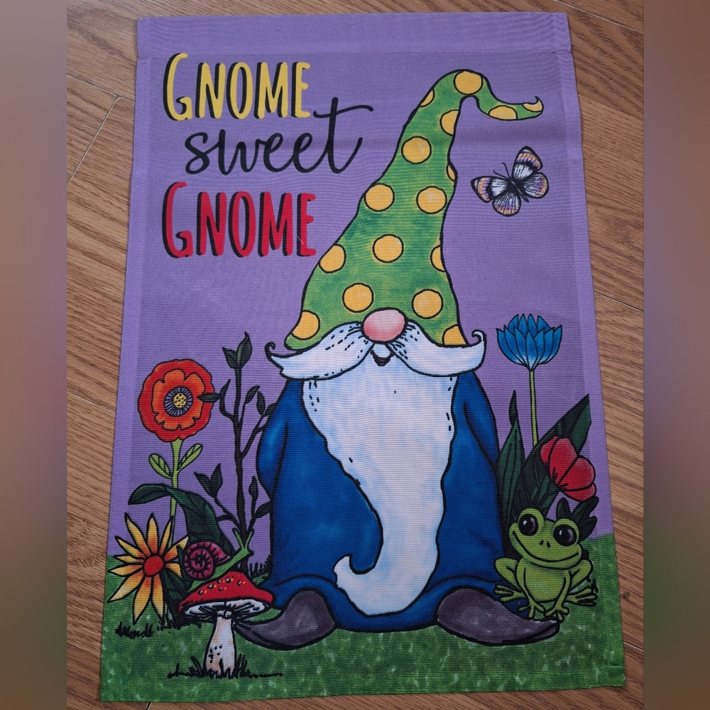 New!! Colorful Gnome Garden Flag
